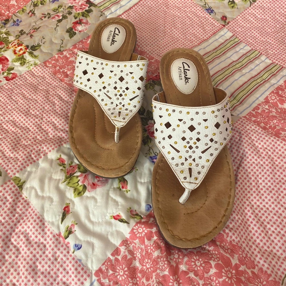 CLARKS ARTISAN Newland Dazzle Wedge Sandals Sz 9M. - Picture 1 of 11